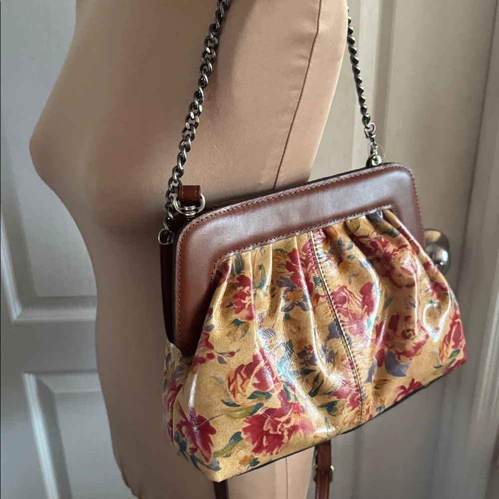 Patricia Nash Zelia Floral Leather Chain Strap Should Handbag Aegean Blooms Tan